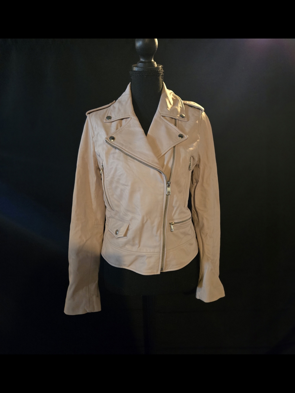 Banana Republic Light Blush Leather Moto Jacket Sz S NWOT